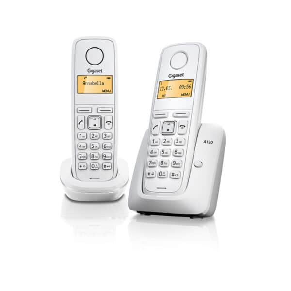 Gigaset A120 trådløs telefon med 2 håndsæt i farven hvid