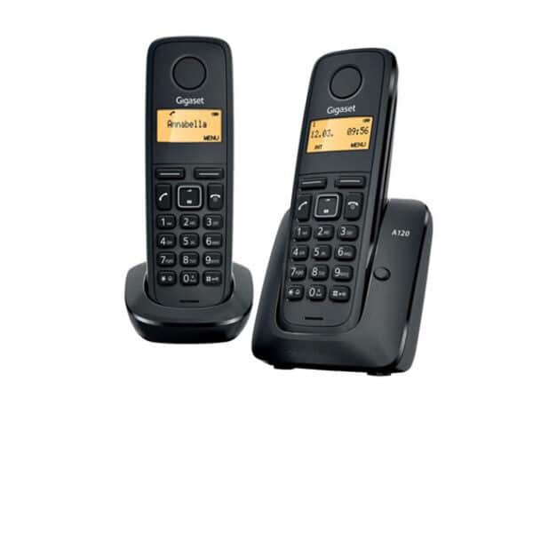 Gigaset A120 trådløs telefon med 2 håndsæt i farven sort